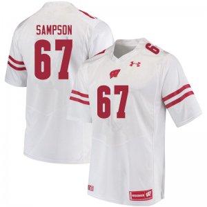 Men's Wisconsin Badgers NCAA #67 Cormac Sampson White Authentic Under Armour Stitched College Football Jersey IM31S78ZT